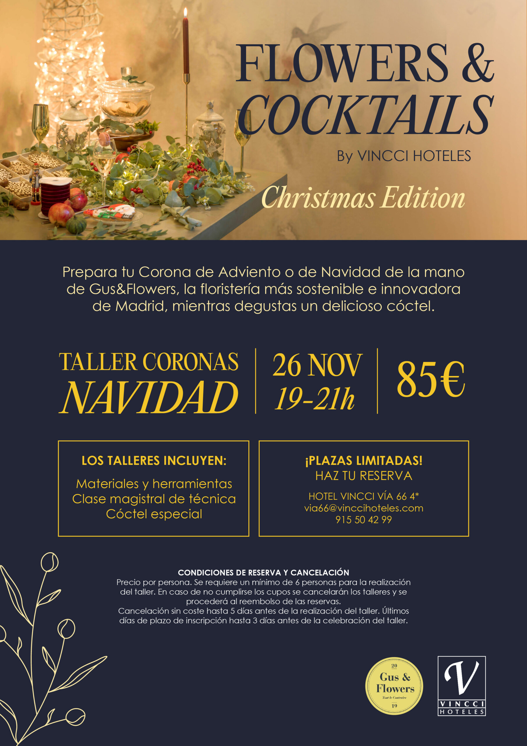 Flowers&Cocktails by Vincci Hoteles. TALLER CORONAS DE NAVIDAD